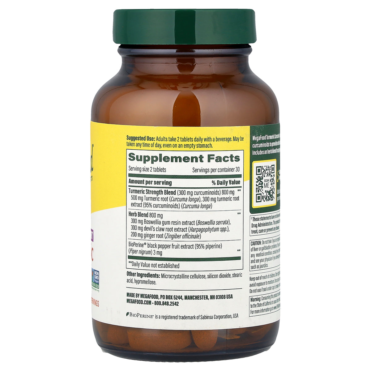 MegaFood, Turmeric Curcumin, Joint Support, 60 Tablets