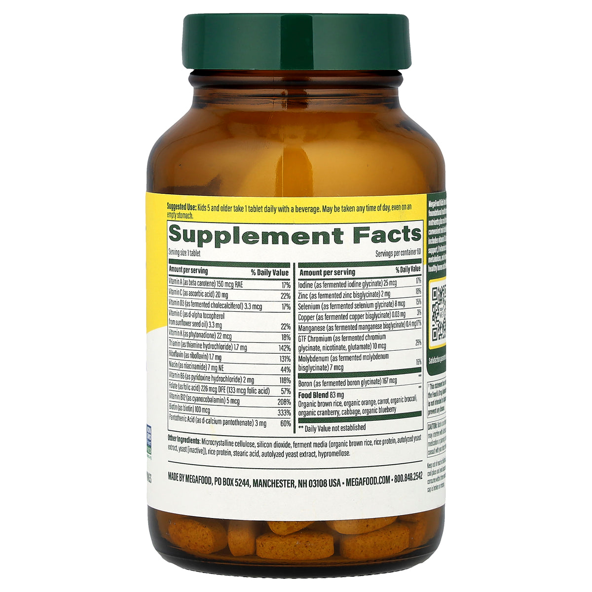 MegaFood, Kids One Daily Multivitamin, 60 Mini Tablets