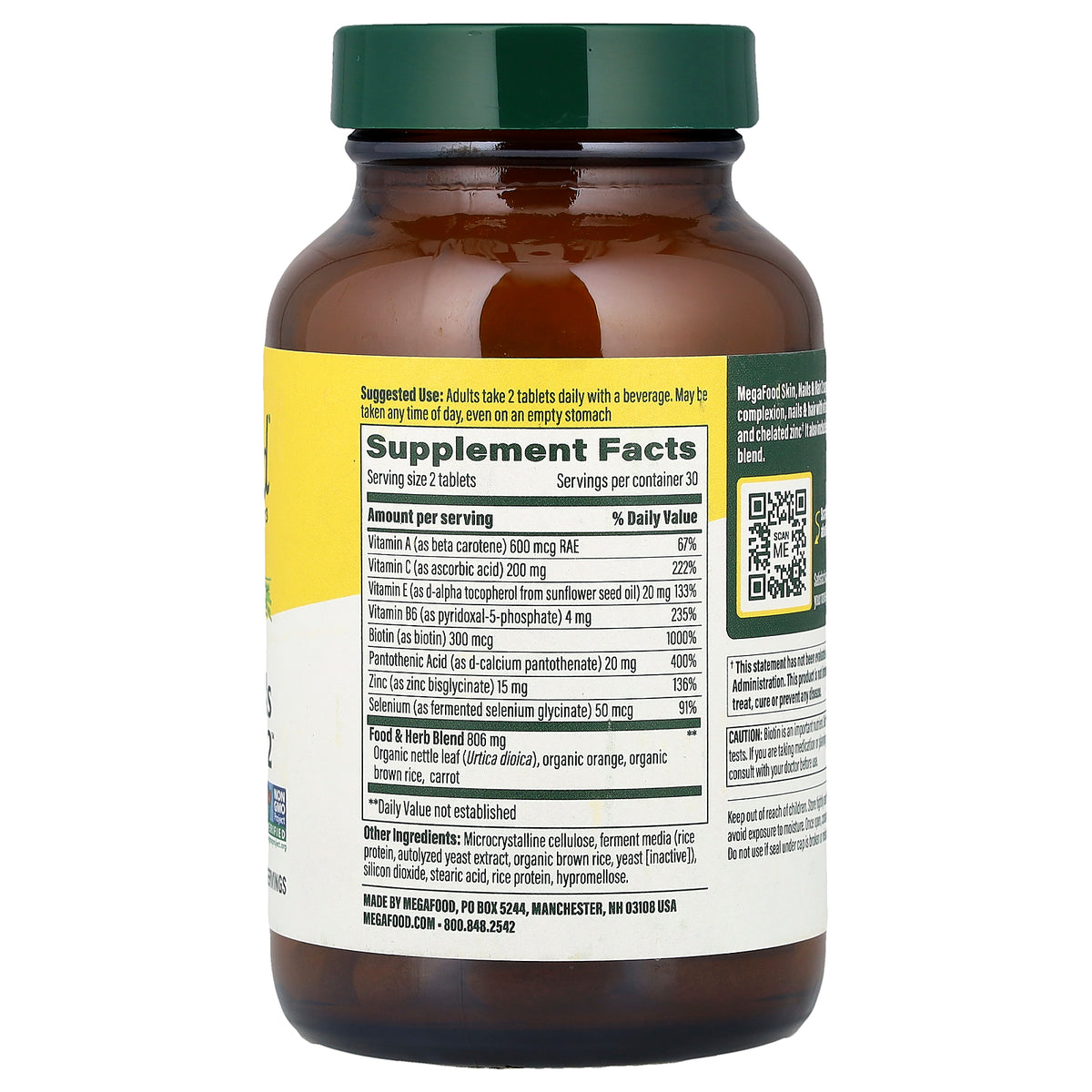 MegaFood, Skin, Nails & Hair 2™, 60 Tablets