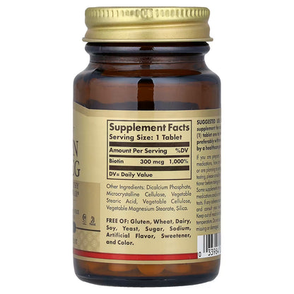 Solgar, Biotin, 300 mcg, 100 Tablets