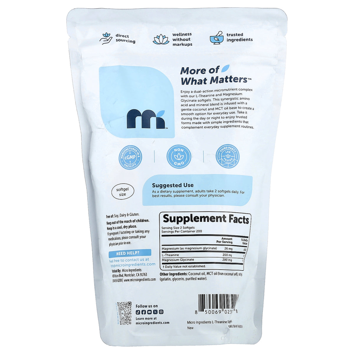 Micro Ingredients, L-Theanine , 400 Softgels