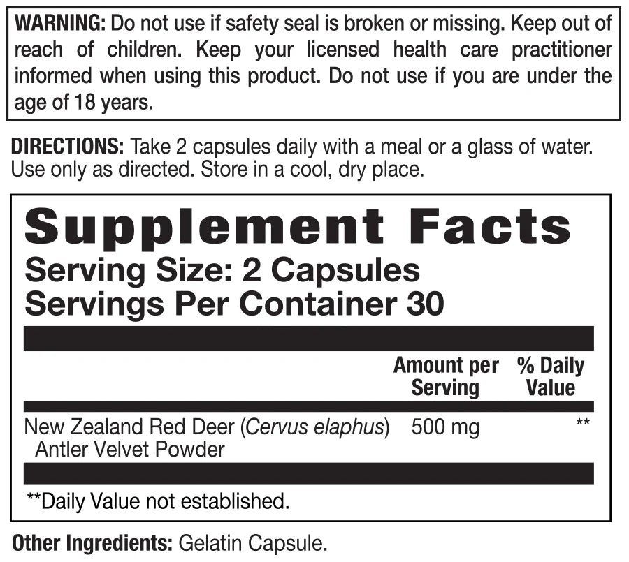 Action Labs Deer Antler Velvet Capsule 60 CT