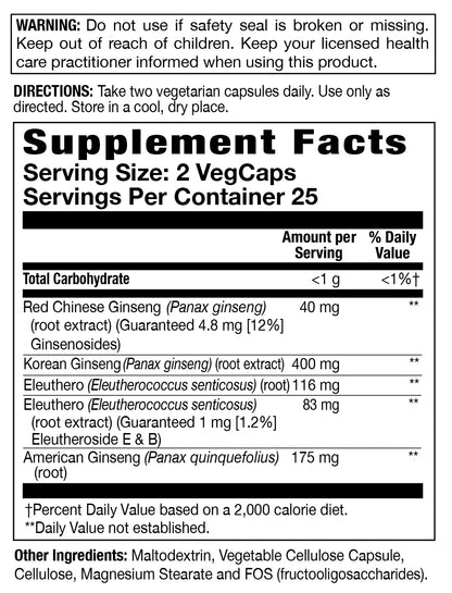 Action Labs Ginseng Powermax 4x Veg Capsule 50 CT