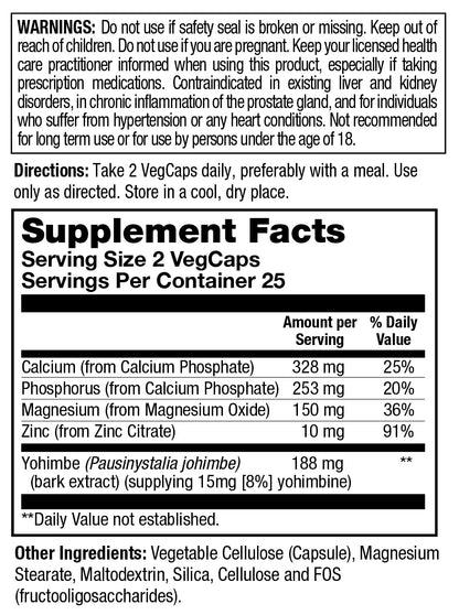 Action Labs Yohimbe PowerMax Veg Capsule 50 CT