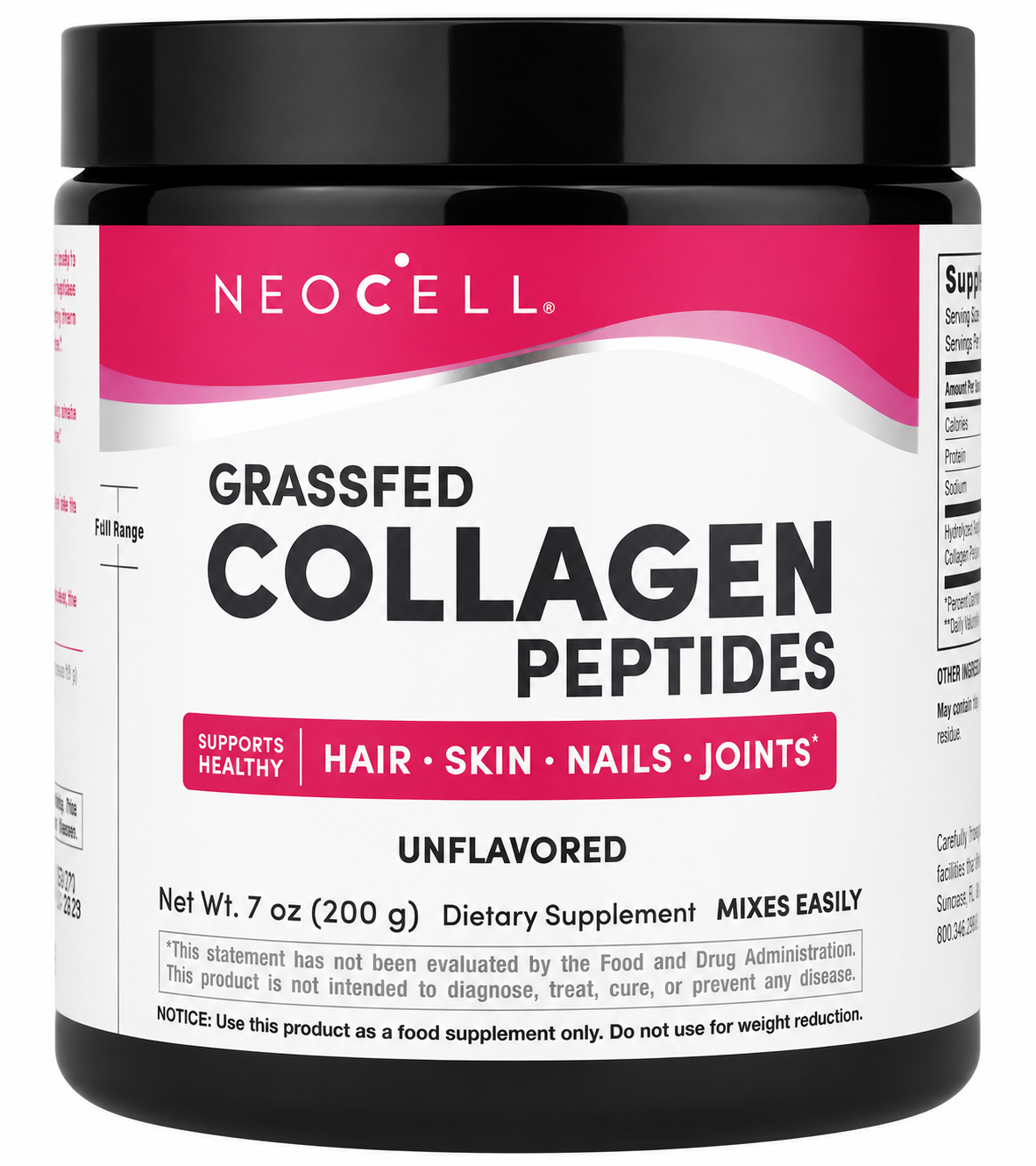 NeoCell, Grassfed Collagen Peptides, Unflavored, 7 oz (200 g)