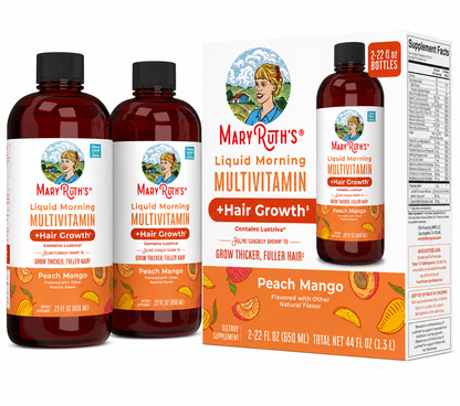 MaryRuth's Liquid Morning Multivitamin + Hair Growth, Peach Mango, 22 fl. oz., 2-pack