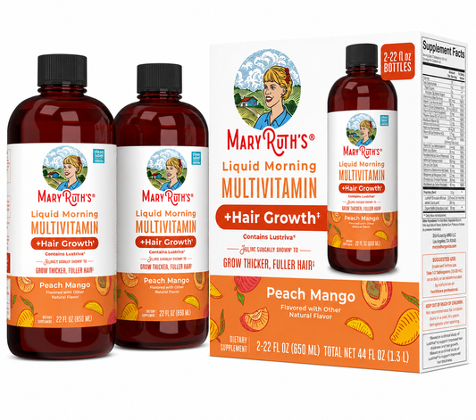 MaryRuth's Liquid Morning Multivitamin + Hair Growth, Peach Mango, 22 fl. oz., 2-pack