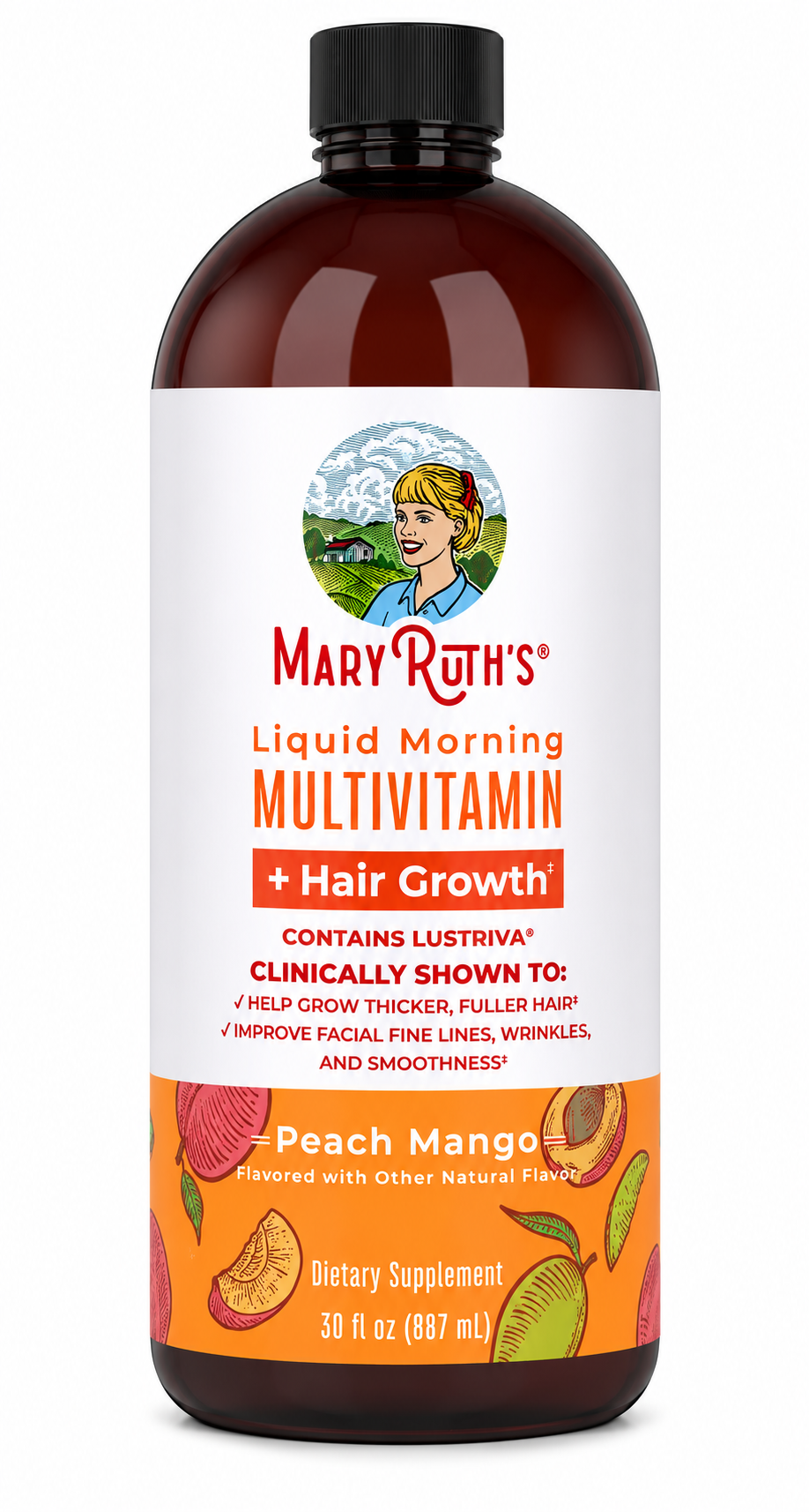 MARYRUTH'S Liquid Multivitamin + Hair Growth, Clinically Thicker Hair, 30oz
