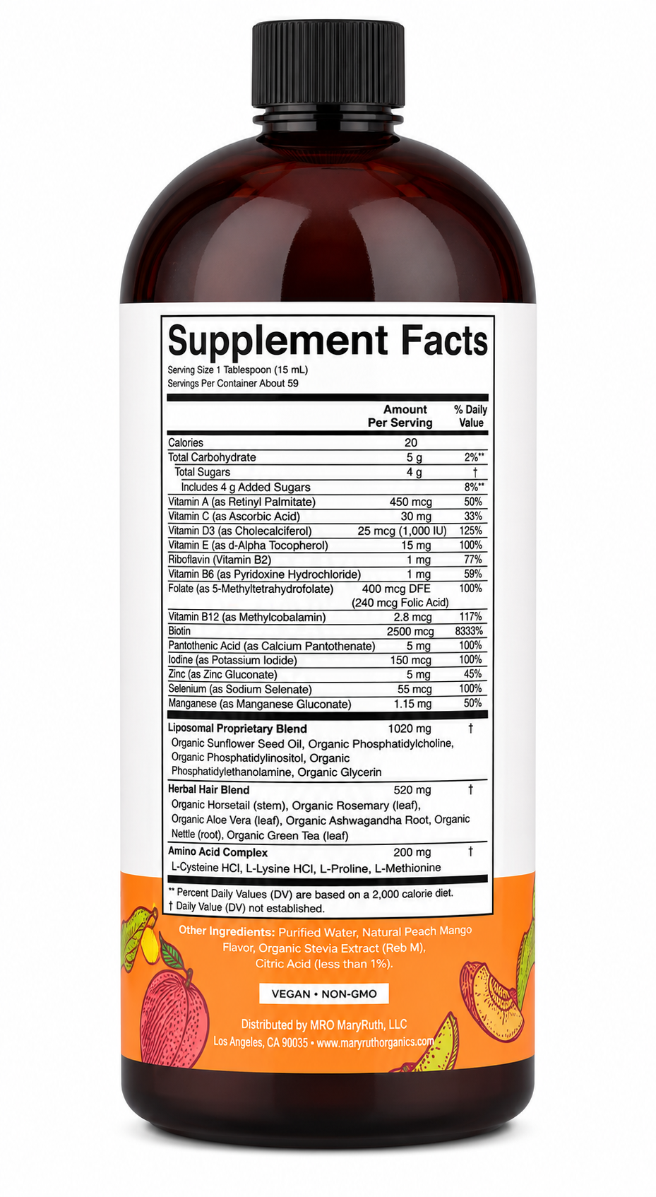 MARYRUTH'S Liquid Multivitamin + Hair Growth, Clinically Thicker Hair, 30oz