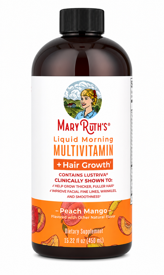 MaryRuth's, Liquid Morning Multivitamin + Hair Growth, Peach Mango, 15.22 fl oz (450 ml)