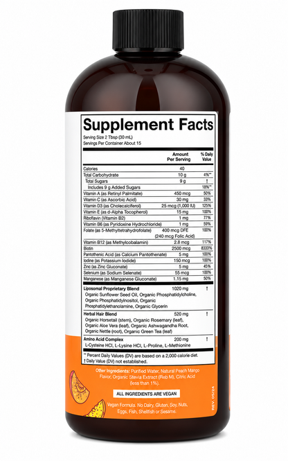 MaryRuth's, Liquid Morning Multivitamin + Hair Growth, Peach Mango, 15.22 fl oz (450 ml)