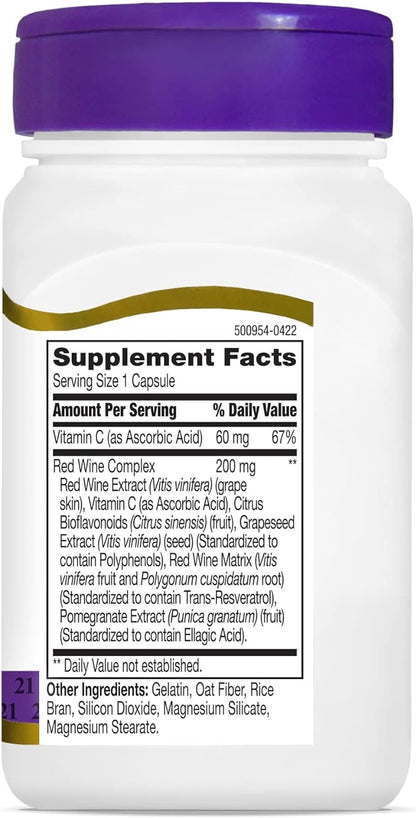 21st Century, Resveratrol Red Wine Extract, 90 Capsules
