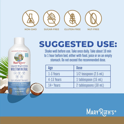 MaryRuth’s Nighttime Multimineral, Coconut, 22 fl. oz., 2 pack