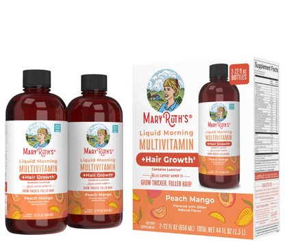 MaryRuth's Liquid Morning Multivitamin + Hair Growth, Peach Mango, 22 fl. oz., 2-pack