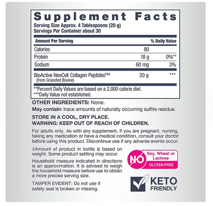 NeoCell Super Collagen Peptides, Unflavored Powder, Collagen Type 1 & 3 21.2 oz