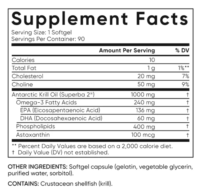 Sports Research Omega-3 Krill Oil Superba2 1000mg, 90ct Softgels