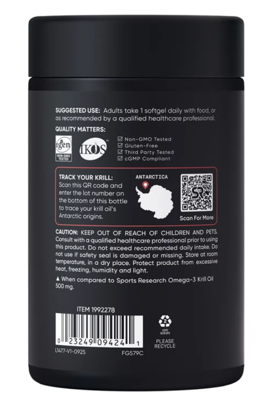 Sports Research Omega-3 Krill Oil Superba2 1000mg, 90ct Softgels