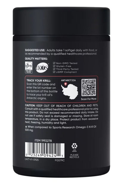 Sports Research Omega-3 Krill Oil Superba2 1000mg, 90ct Softgels