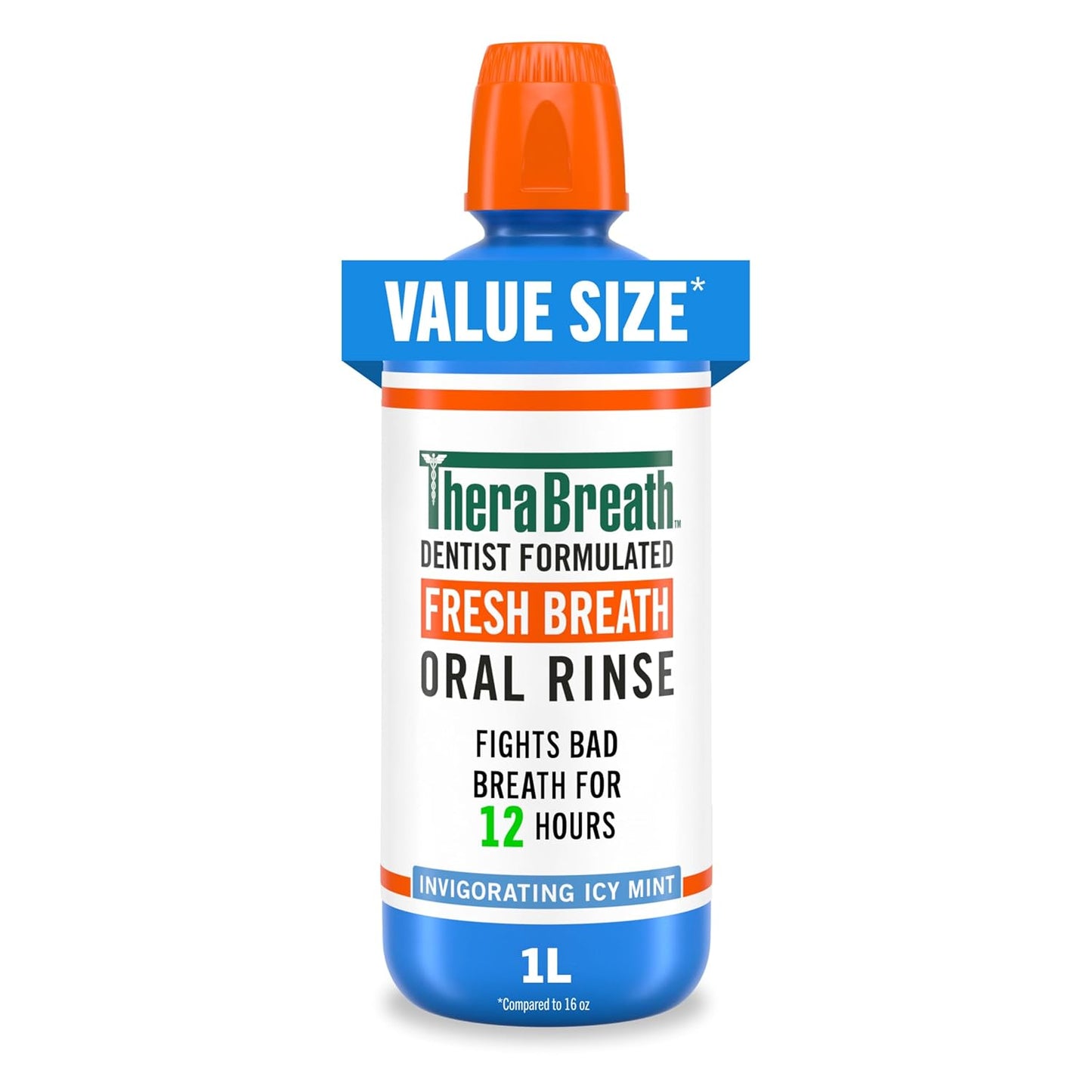 TheraBreath fresh breath mouthwash, icy mint, alcohol-free, 1 liter, 2 Per Package 2 Liter total weight