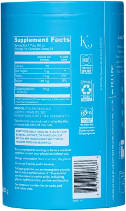 Vital Proteins Collagen Peptides Unflavored Dietary Supplement (Net Wt 24 Oz) 1.5 lbs