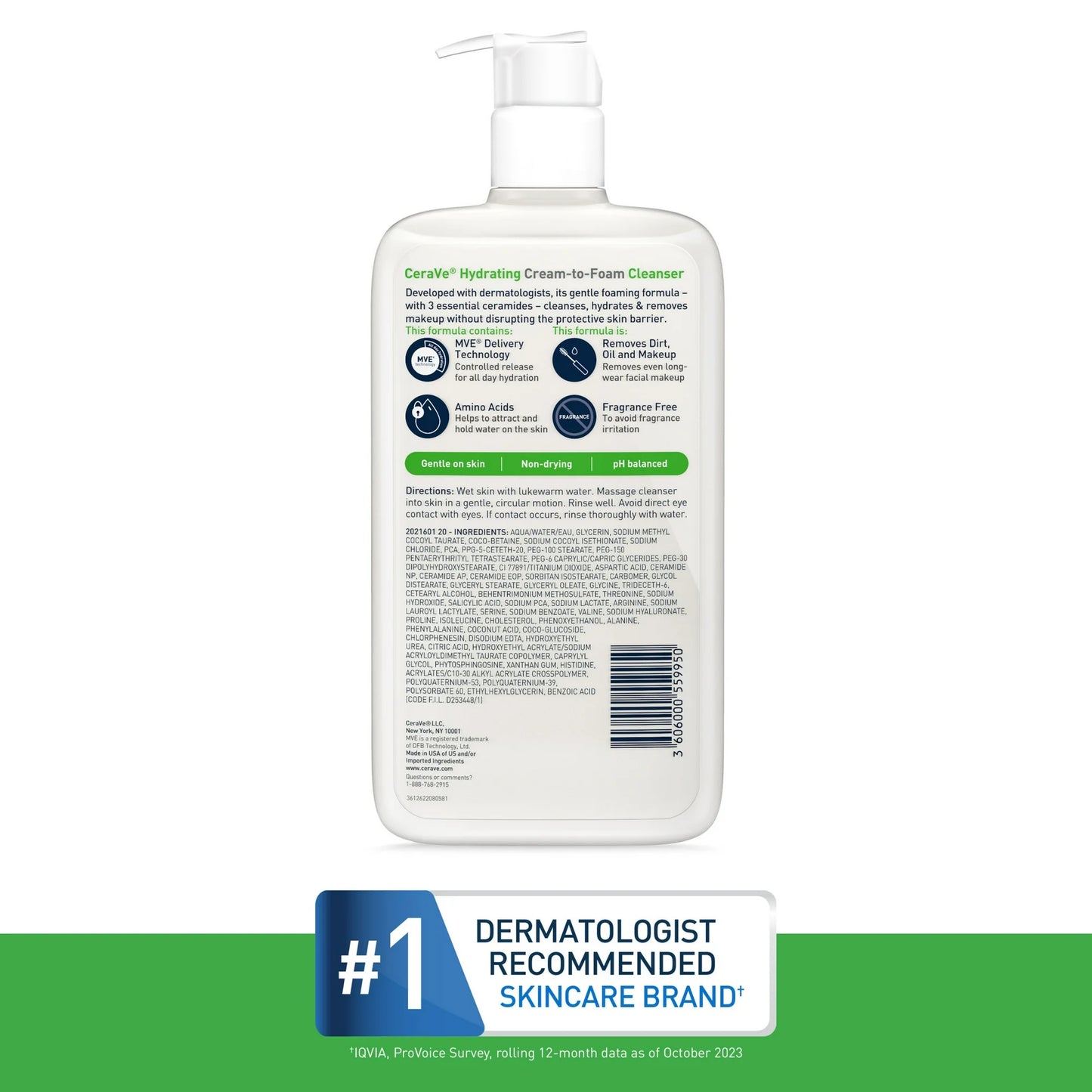 CeraVe Hydrating Cream-to-Foam Cleanser, 16 Oz