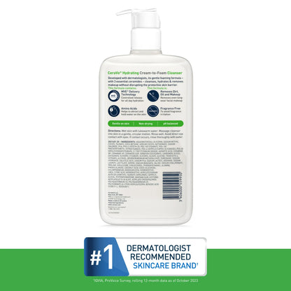 CeraVe Hydrating Cream-to-Foam Cleanser, 16 Oz