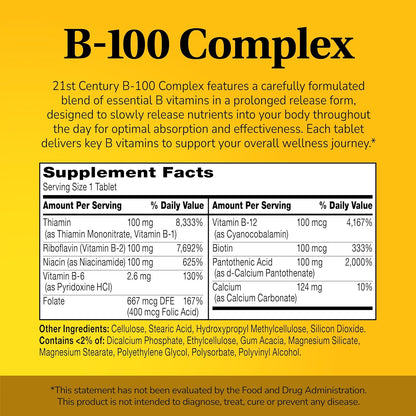21st Century, B-100 Complex, Prolonged Release, 60 Tablets