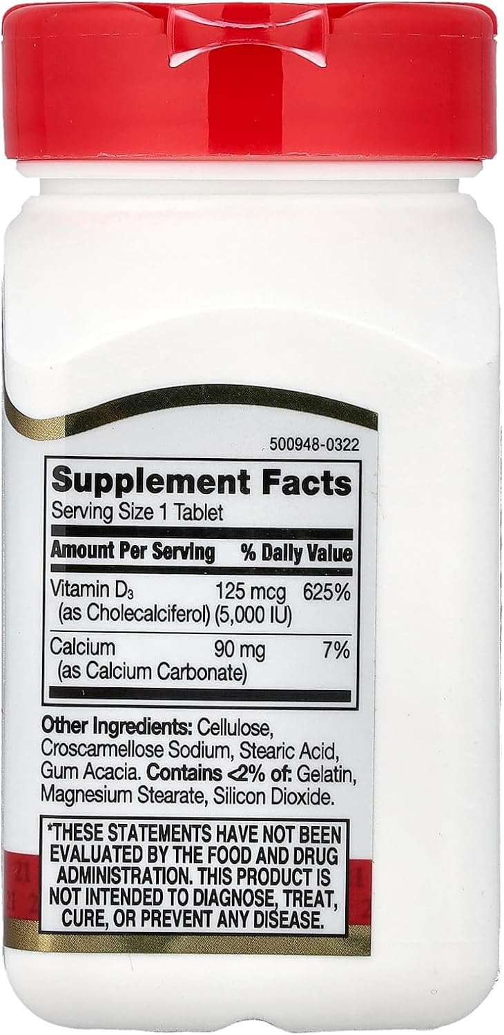 21st Century, Vitamin D3, 125 mcg (5,000 IU), 110 Tablets