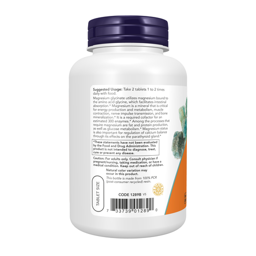 NOW Supplements, Magnesium Glycinate 100 mg, Highly Absorbable Form, 180 Tablets