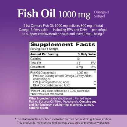21st Century, Fish Oil, 1,000 mg, 120 Softgels