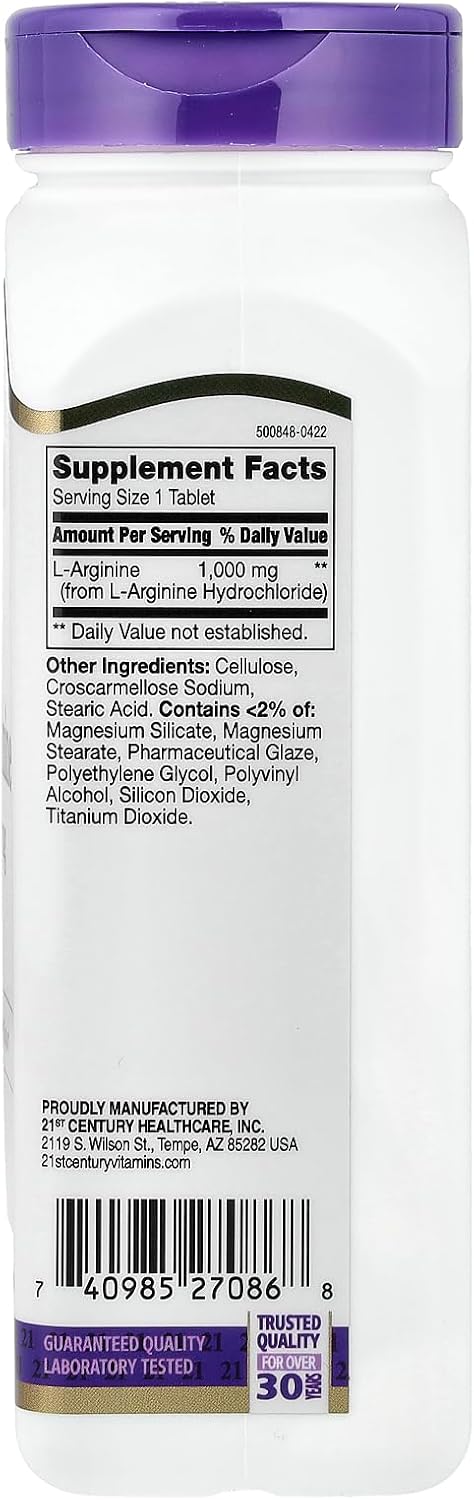 21st Century, L-Arginine, 1,000 mg, 100 Tablets