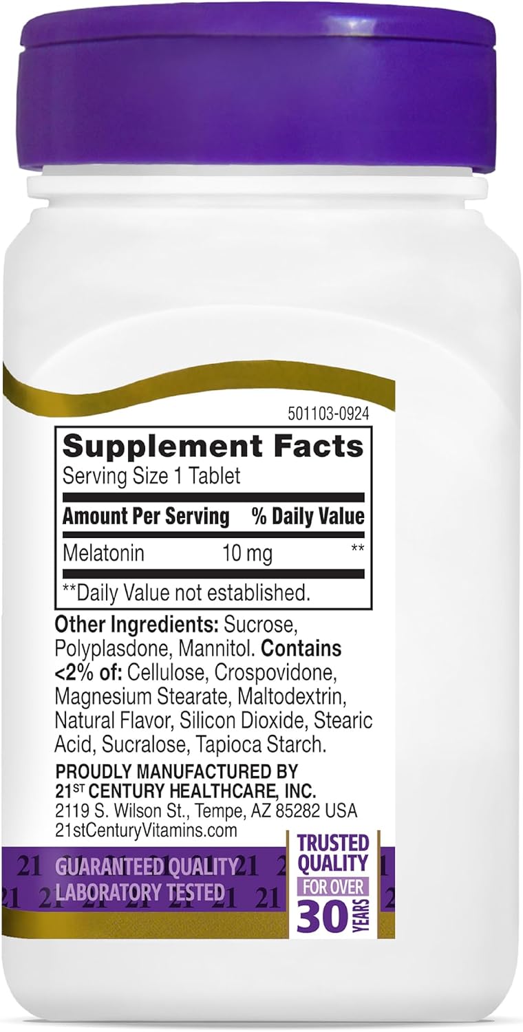 21st Century, Melatonin, Quick Dissolve, Cherry, 10 mg, 120 Tablets